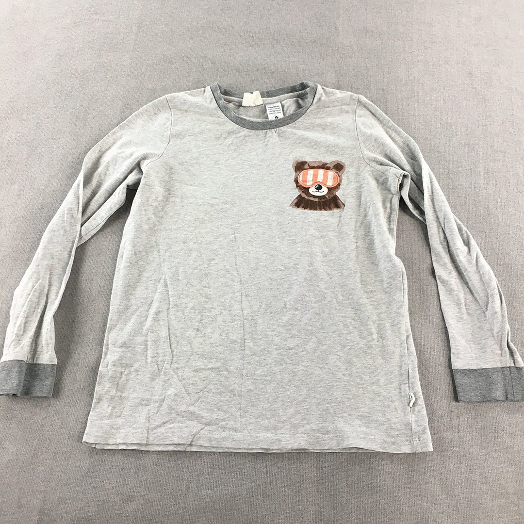 Peter Alexander Kids Boys Sleep Shirt Size 12 Grey Long Sleeve Bear Pajama