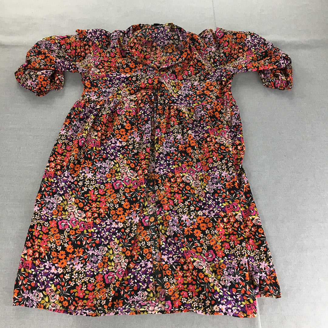 Wednesday's Girl Womens Dress Size 22 Black Orange Red Floral Midi