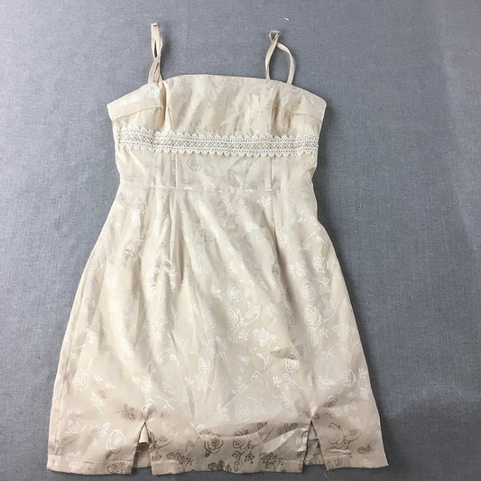 Luvalot Womens Mini Dress Size 8 Cream Beige Sleeveless Spaghetti Strap