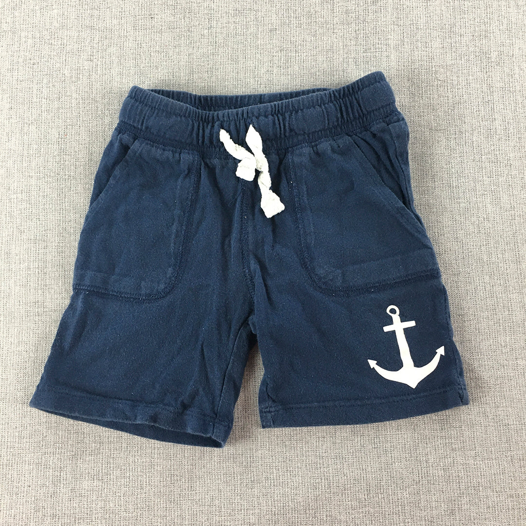 H&M Kids Boys Shorts Size 2 Toddler Blue Drawstring Anchor Elastic Waist