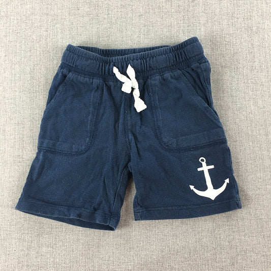 H&M Kids Boys Shorts Size 2 Toddler Blue Drawstring Anchor Elastic Waist