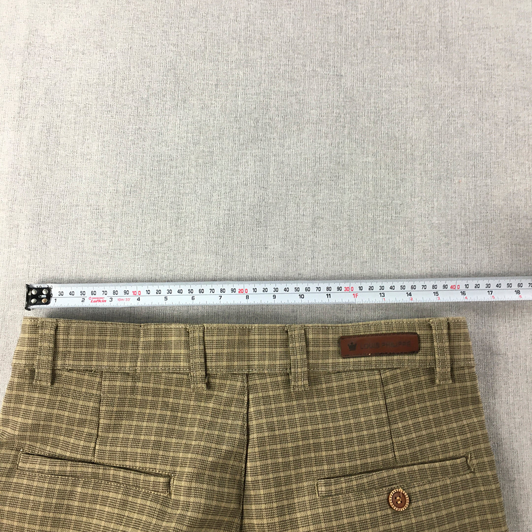 Louis Philippe Mens Dress Pants Size 32 Brown Checkered