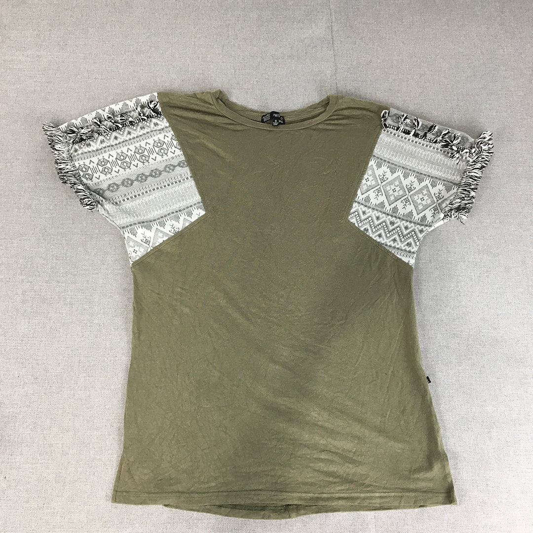 Refuge Womens T-Shirt Size S Khaki Green Short Sleeve Top