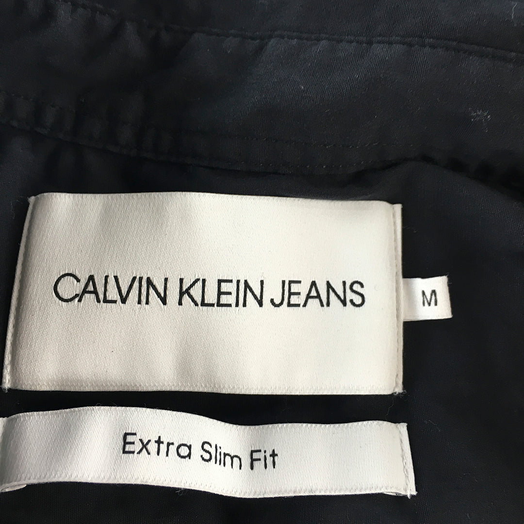 Calvin Klein Jeans Mens Shirt Size M Slim Fit Navy Blue Long Sleeve Button-Up