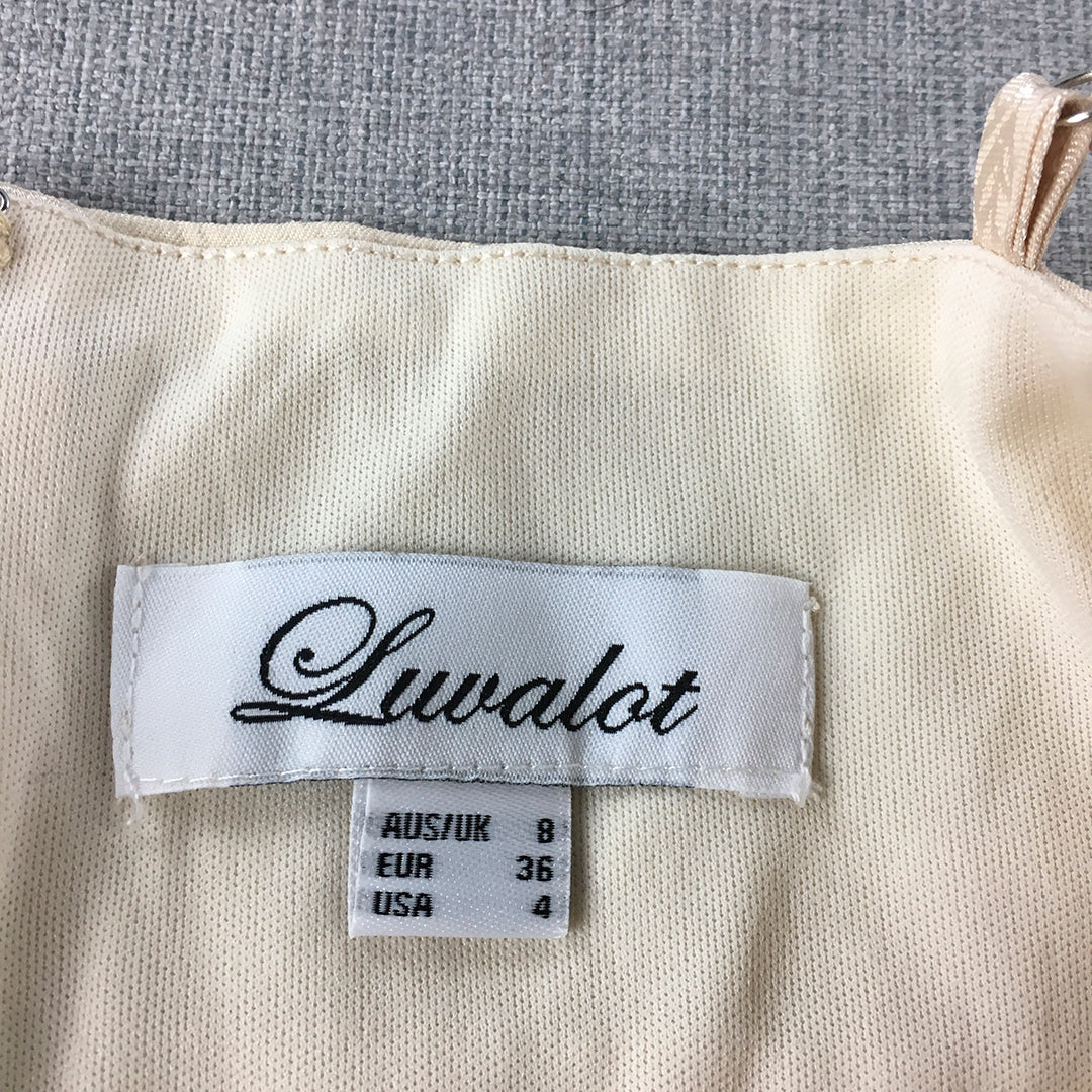 Luvalot Womens Mini Dress Size 8 Cream Beige Sleeveless Spaghetti Strap