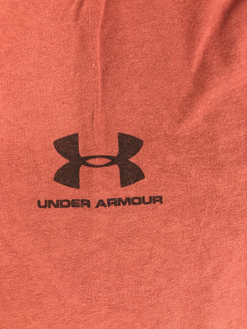 Under Armour Mens T-Shirt Size S Red Logo Short Sleeve Crew Neck Tee