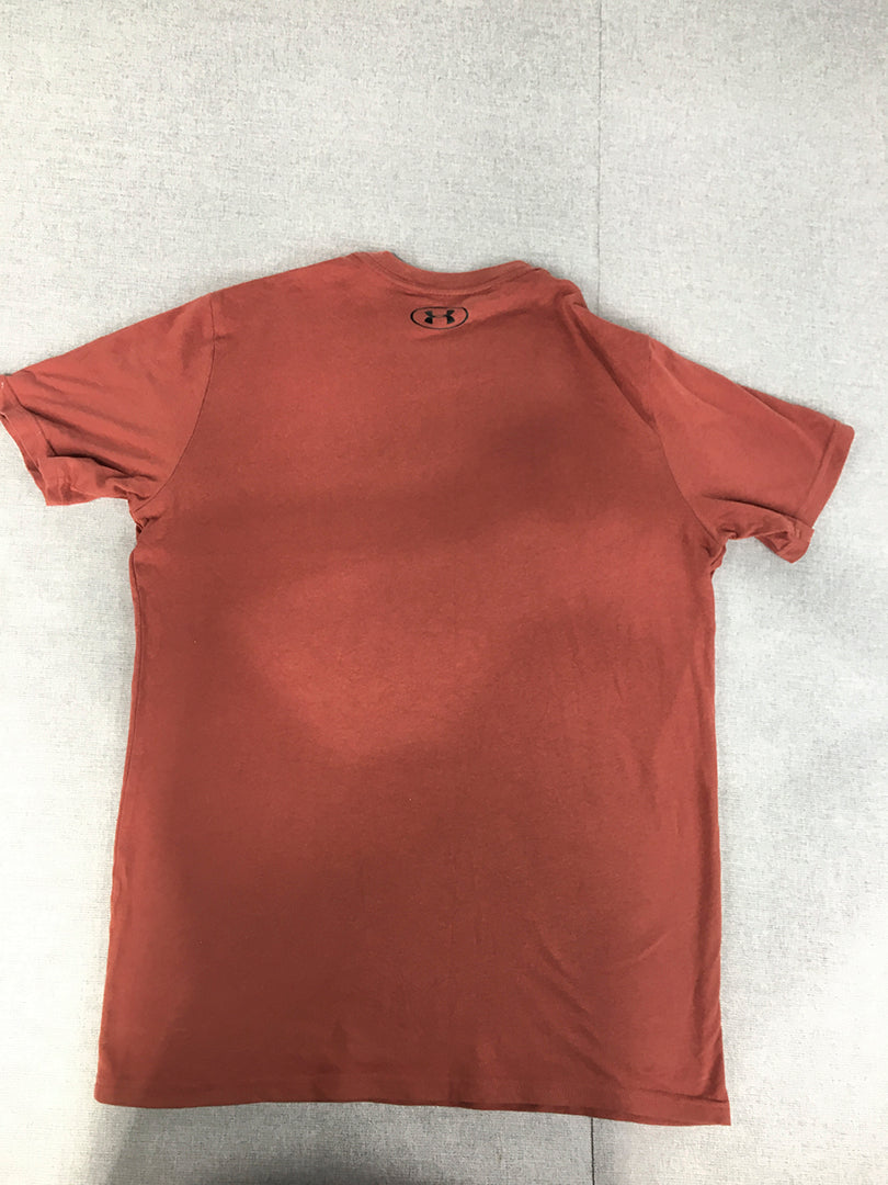 Under Armour Mens T-Shirt Size S Red Logo Short Sleeve Crew Neck Tee