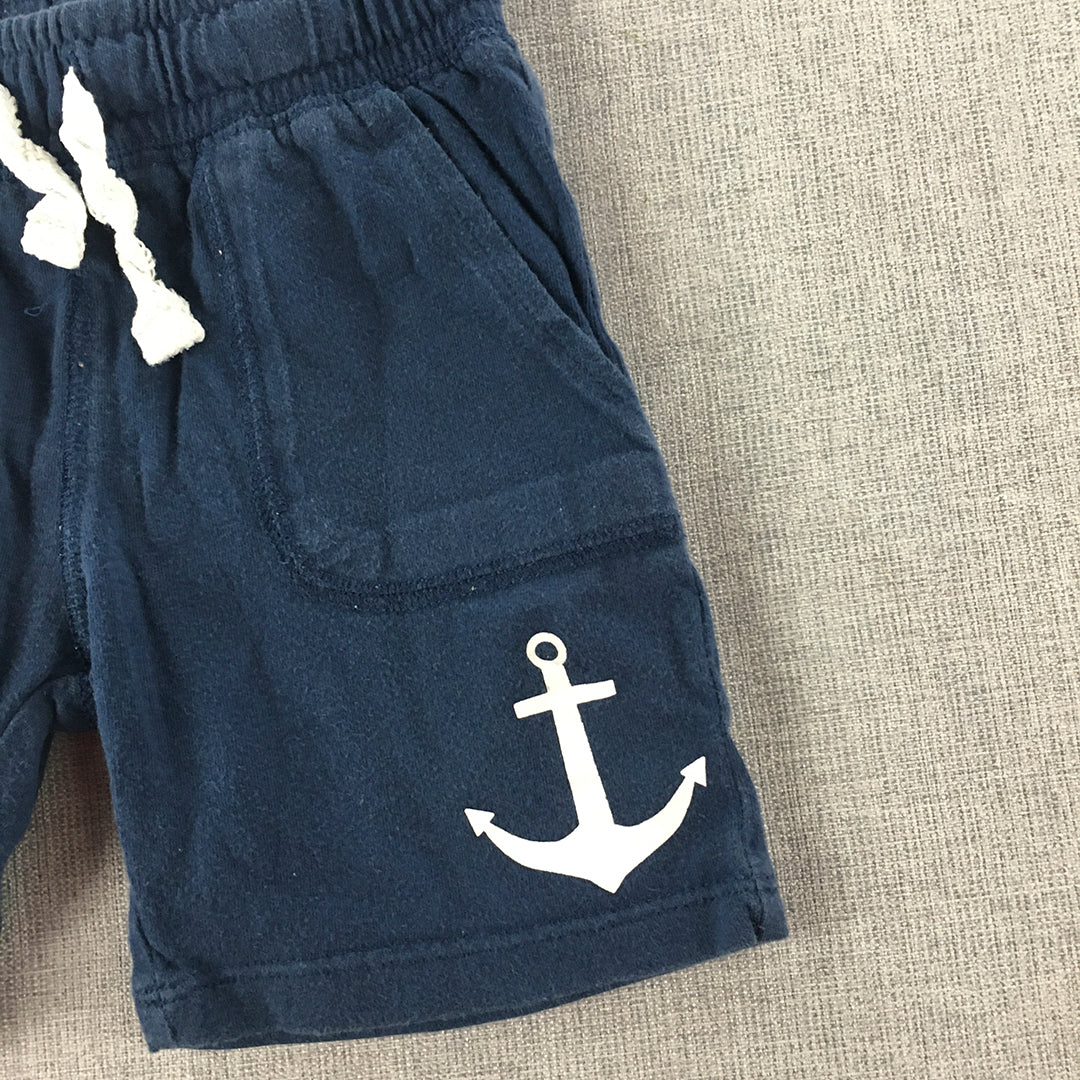 H&M Kids Boys Shorts Size 2 Toddler Blue Drawstring Anchor Elastic Waist