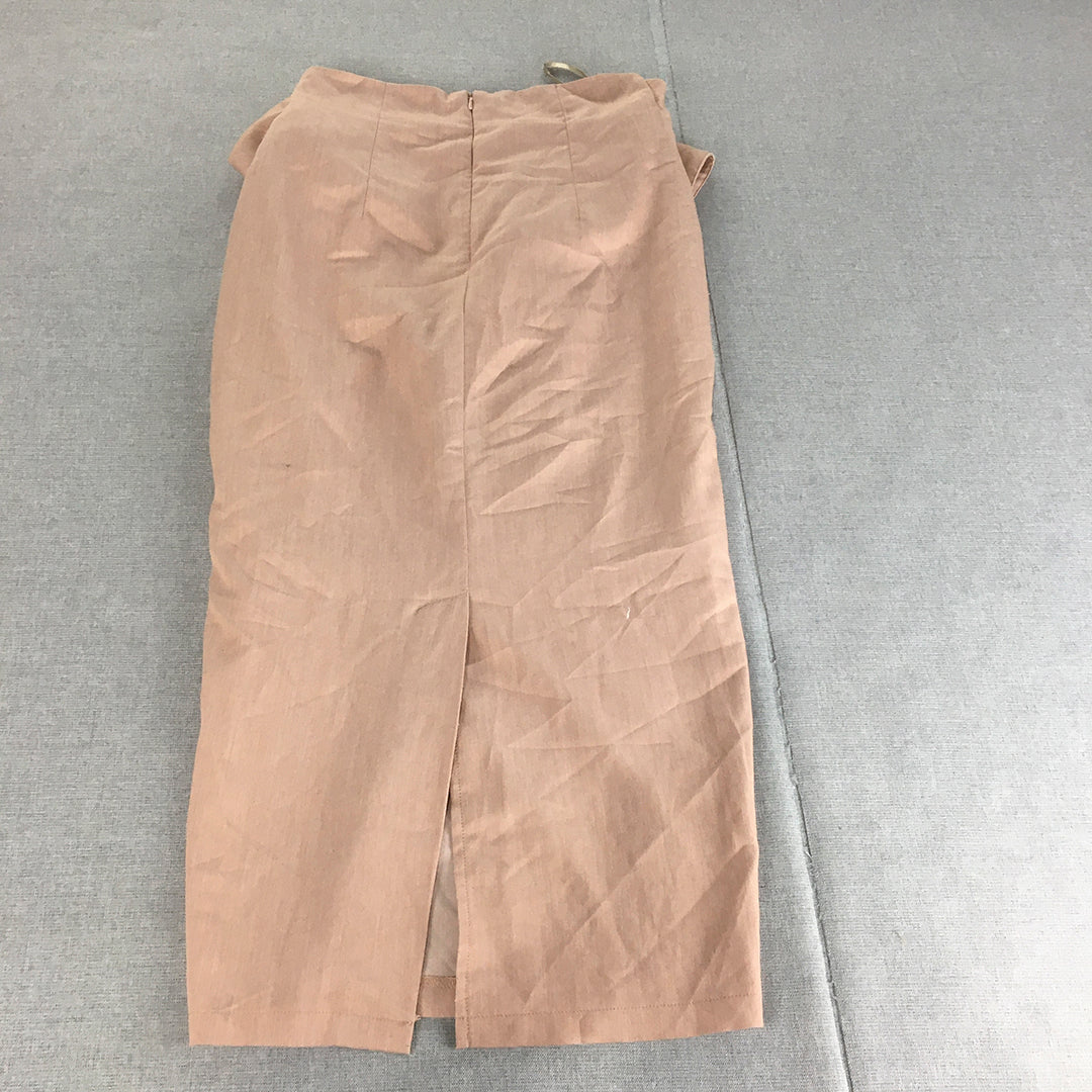 Forcast Womens Maxi Skirt Size 6 Pink Straight Tie-Up Long Length