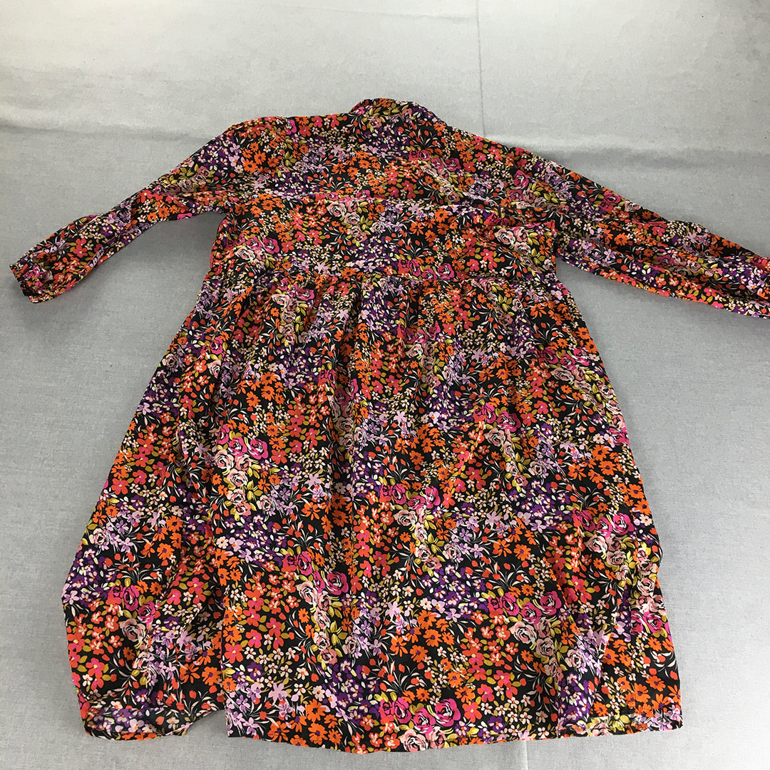 Wednesday's Girl Womens Dress Size 22 Black Orange Red Floral Midi