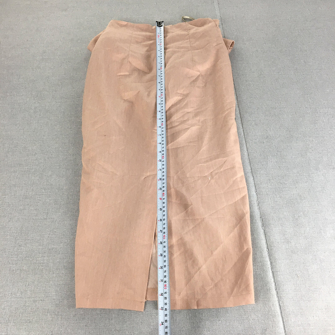 Forcast Womens Maxi Skirt Size 6 Pink Straight Tie-Up Long Length