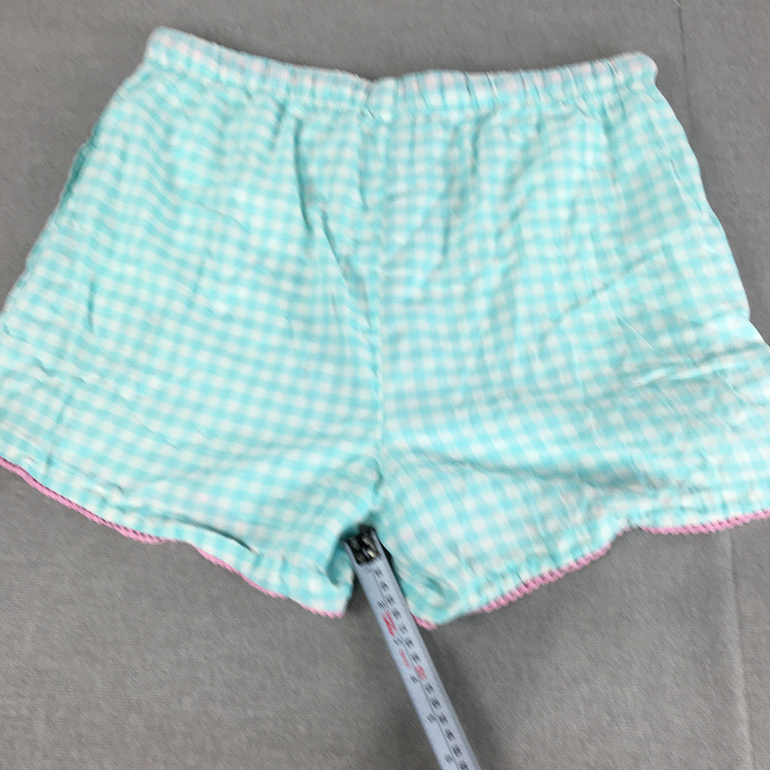 Peter Alexander Womens Sleep Shorts Size L Blue Checkered Drawstring Pajama