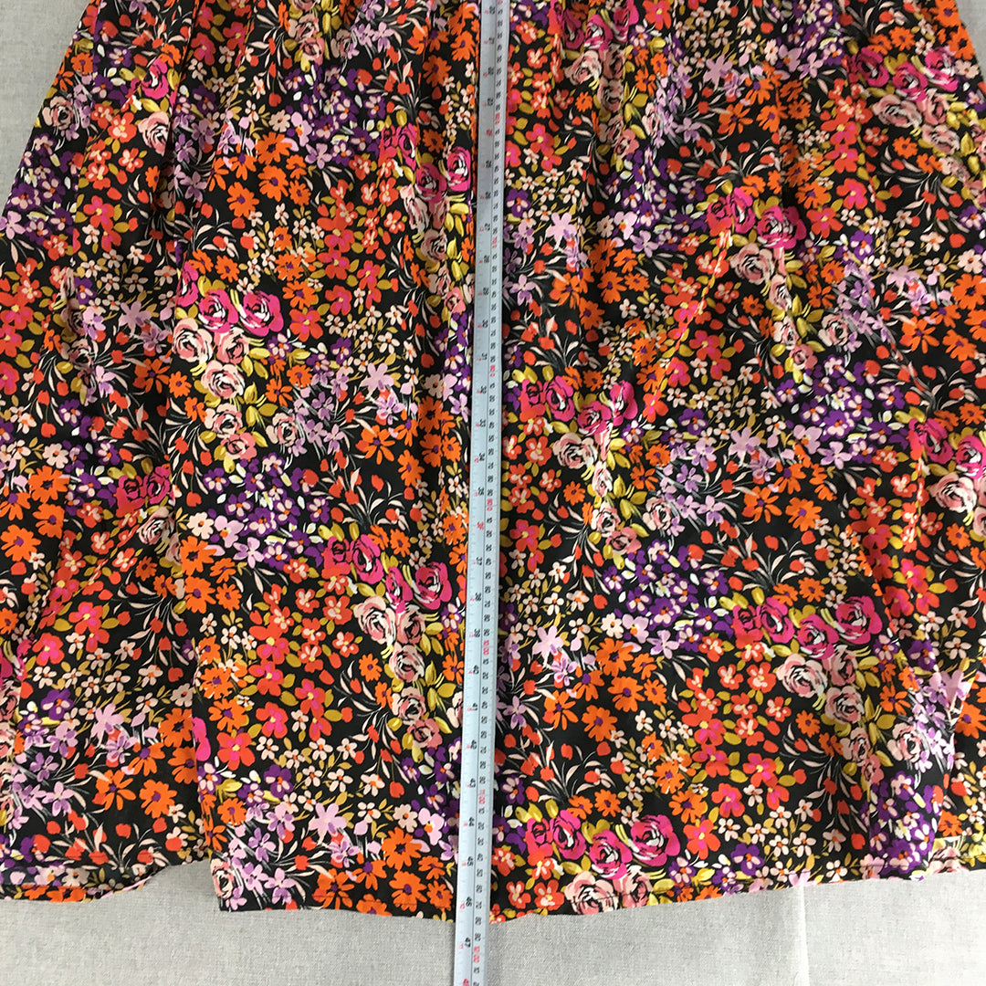 Wednesday's Girl Womens Dress Size 22 Black Orange Red Floral Midi