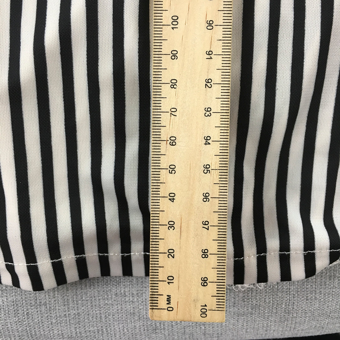 H&M Womens Dress Size L Black & White Striped Long Sleeve V-Neck Midi