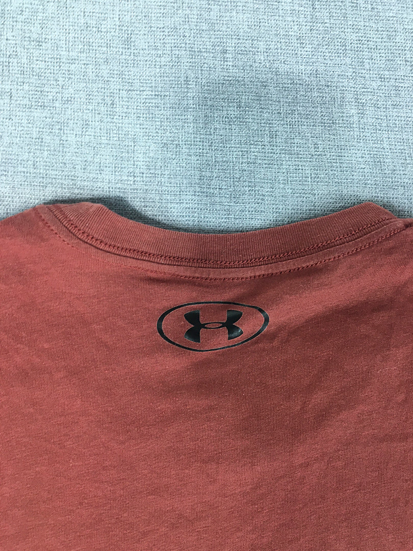 Under Armour Mens T-Shirt Size S Red Logo Short Sleeve Crew Neck Tee