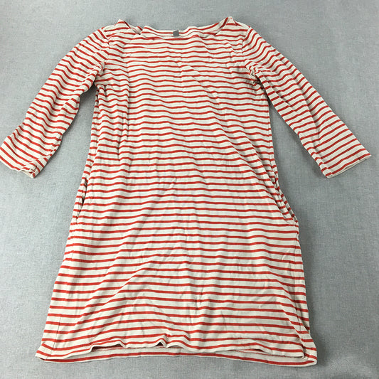 Uniqlo Womens Sweater Dress Size M White Red Striped Mini Long Sleeve Pockets