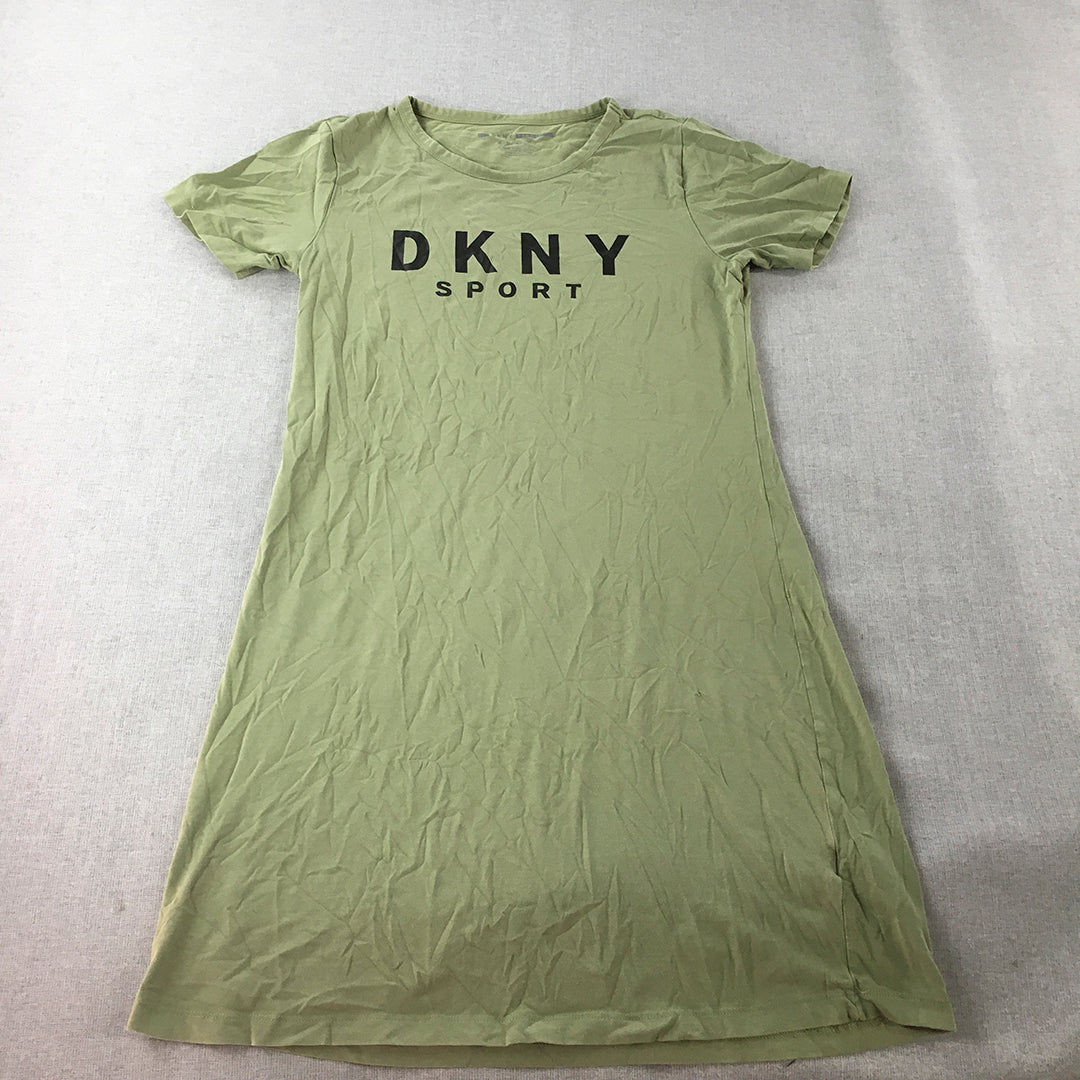 DKNY Sport Womens T-Shirt Dress Size M Green Logo Short Sleeve Mini