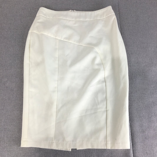 Forcast Womens Midi Skirt Size 8 White Pencil Straight