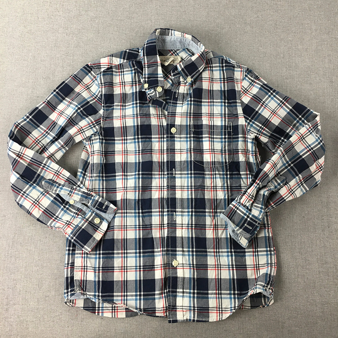 H&M Kids Boys Shirt Size 10 - 11 Years Grey White Checkered Button-Up