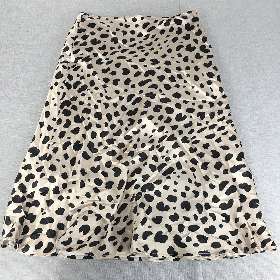 Whyte Valentyne Womens A-Line Skirt Size 12 Silver Black Dot