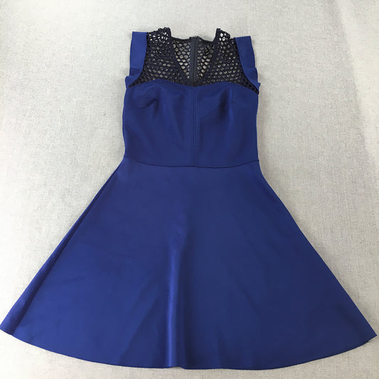 Andrea Womens Mini Dress Size S Blue Fit & Flare Sleeveless Stretch