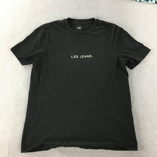 Lee Jeans Mens T-Shirt Size M Black Logo Short Sleeve Crew Neck Tee