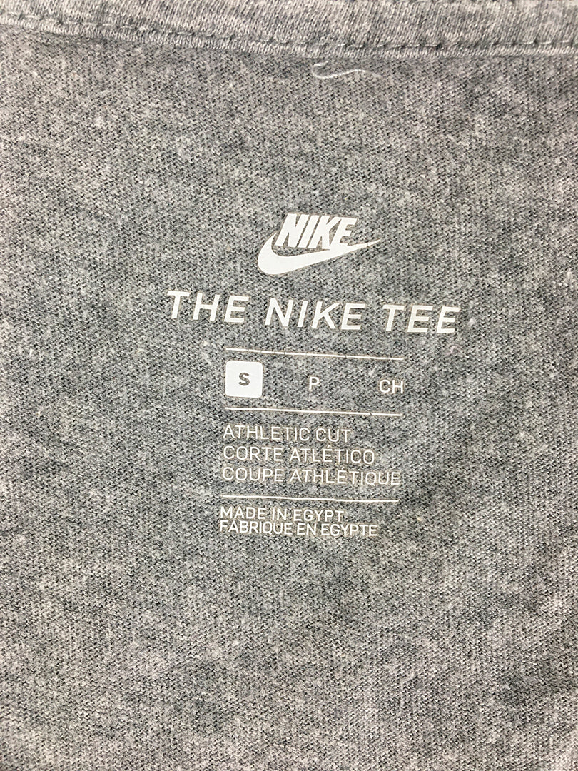 Nike Womens T-Shirt Size S Grey V-Neck Logo Short Sleeve Tee