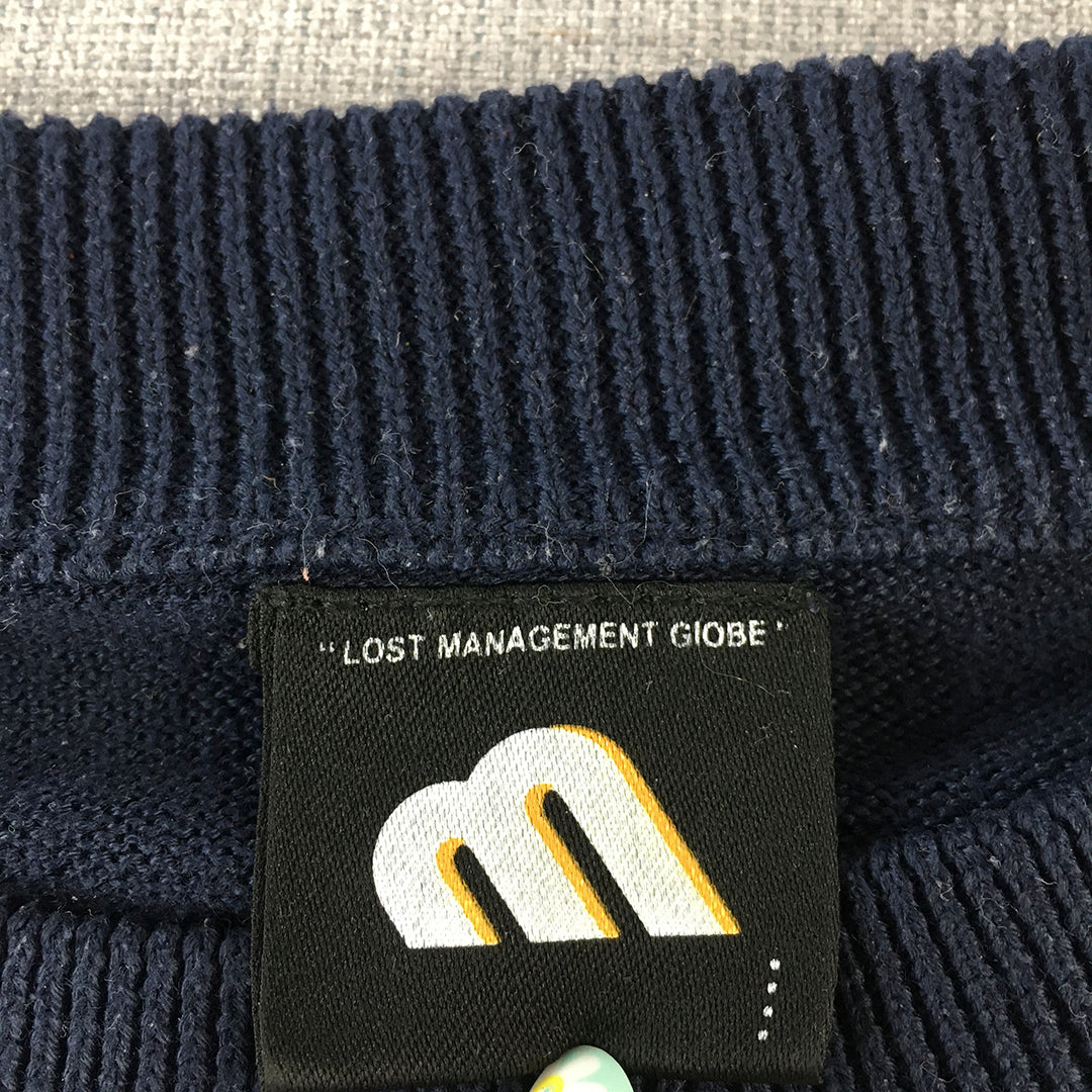 Lost Management Mens Knit Shirt Size S Blue White Limited Edition LMC Global