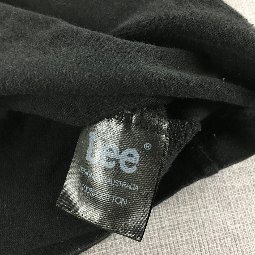 Lee Jeans Mens T-Shirt Size M Black Logo Short Sleeve Crew Neck Tee