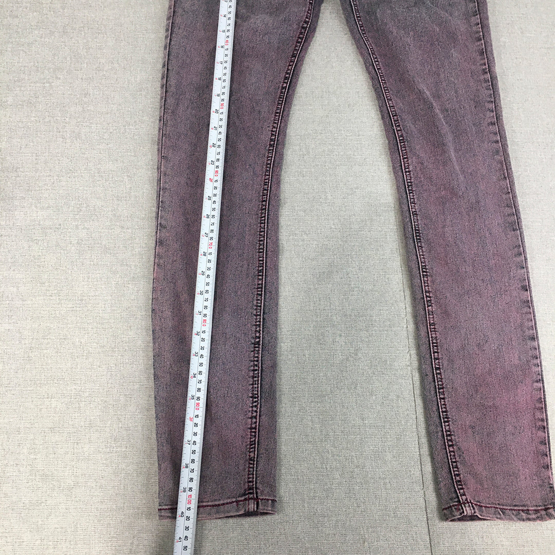 Free Fusion Womens Skinny Jeans Size 10 Purple Stretch Denim Elastic Waist