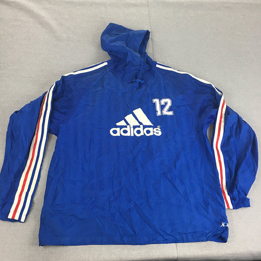 Vintage Adidas Japan Football Hoodie Mens Size M Blue Big Logo Pullover Jumper