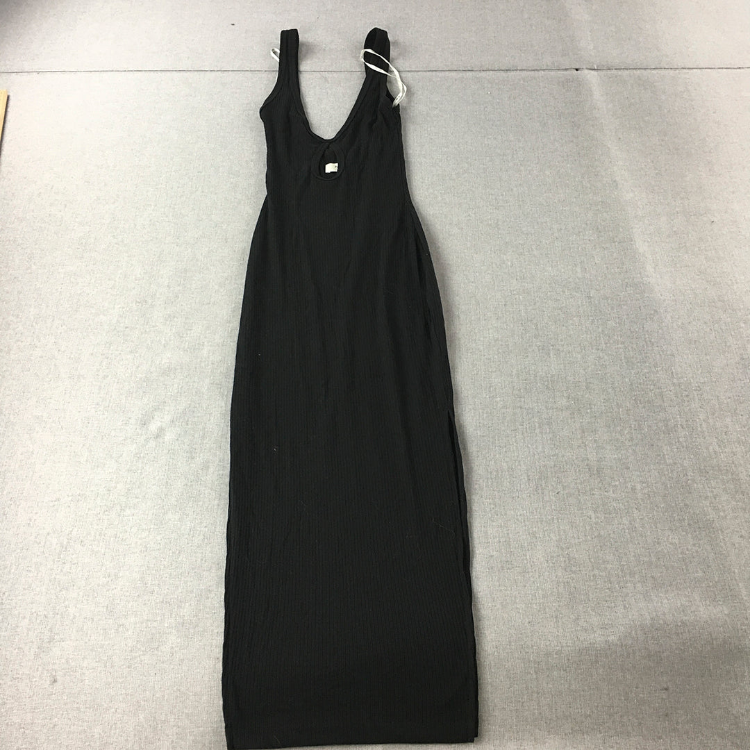 First Muse Womens Bodycon Dress Size XXS Black Knit Stretch Midi Sleeveless