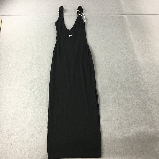 First Muse Womens Bodycon Dress Size XXS Black Knit Stretch Midi Sleeveless