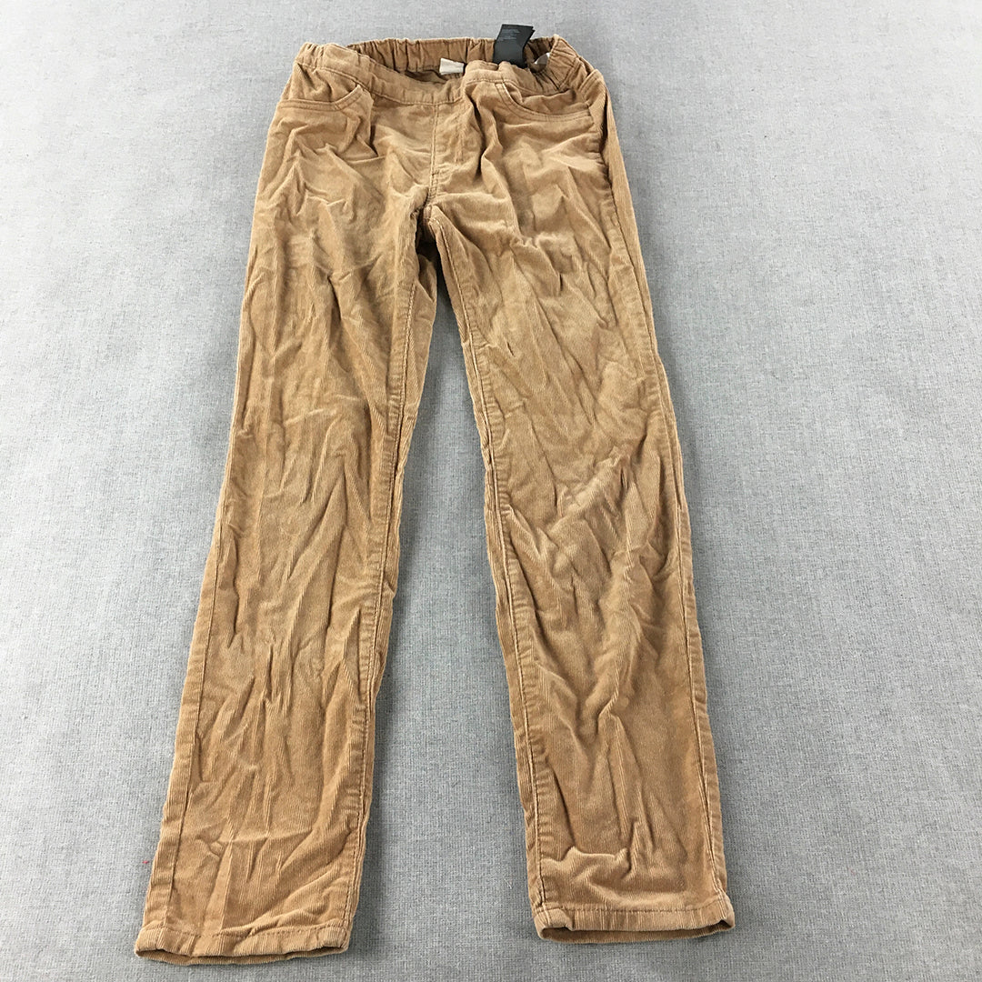 H&M Kids Boys Corduroy Pants Size 9 - 10 Years Brown Elastic Waist