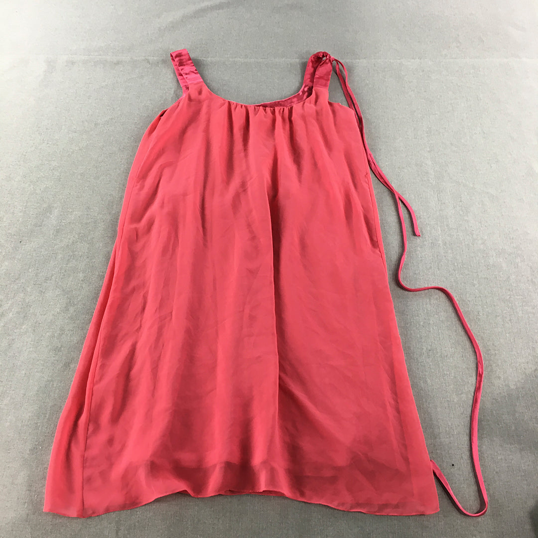 Charlie Brown Womens A-Line Dress Size 12 Pink Sleeveless Pleated Midi