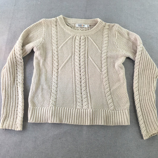 Sunny Girl Womens Cable Knit Sweater Size 8 Grey Crew Neck Jumper