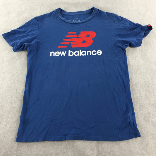 New Balance Mens T-Shirt Size S Blue Big Logo Short Sleeve Tee