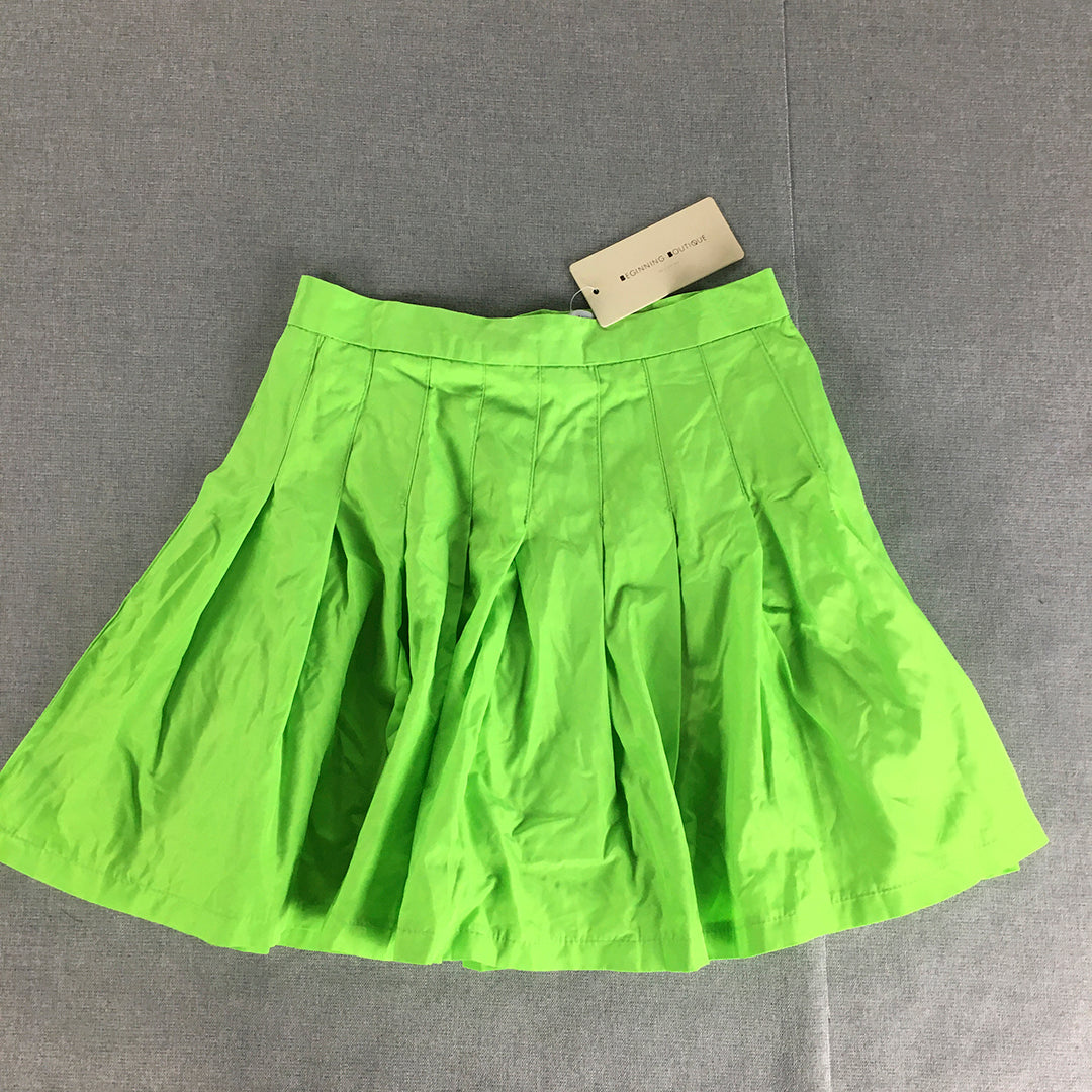 NEW Beginning Boutique Womens Mini Skirt Size 8 Green Pleated