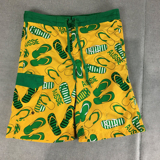 ASC Kids Boys Board Shorts Size 14 Yellow Green Surf Swim Australian Boardies