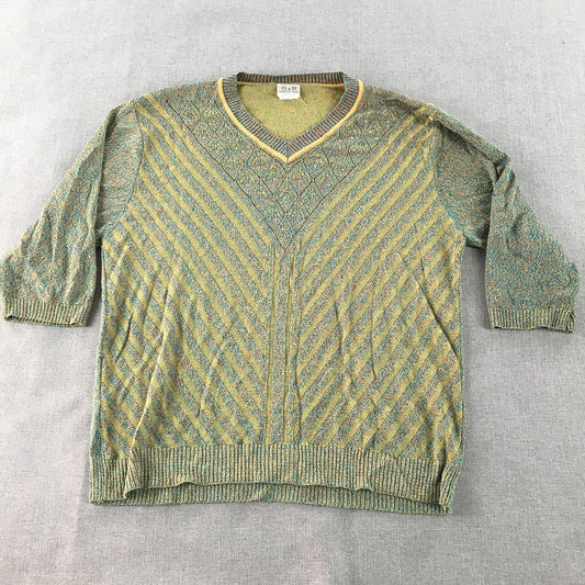 G&H Design Womens Knit Top Size M Yellow Blue Multicoloured Sweater