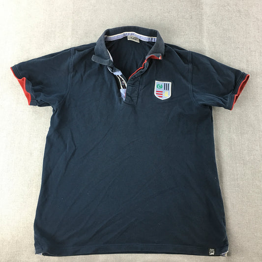 Lee Polo Shirt Size L Navy Blue Collared Short Sleeve Rugby