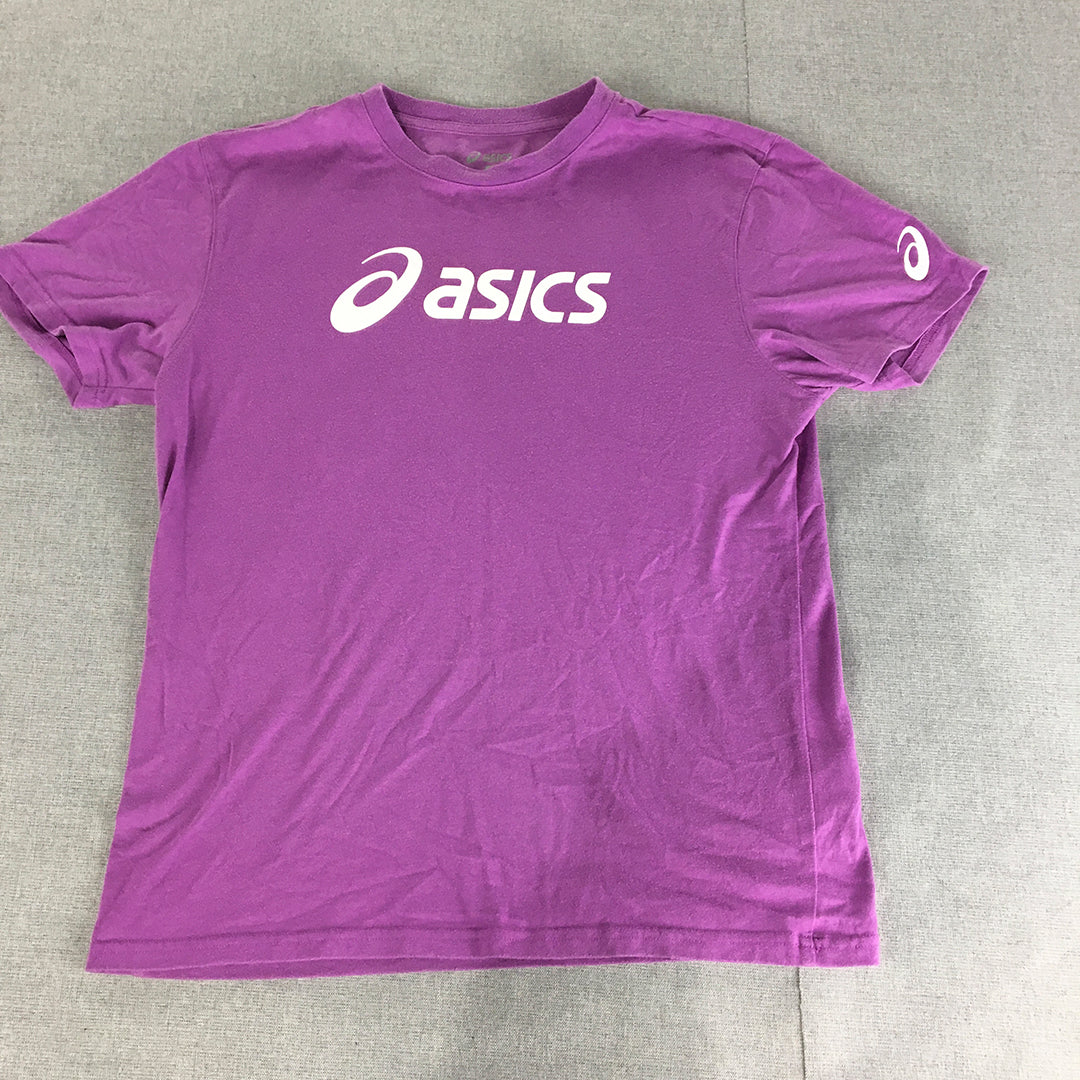 Asics Womens T-Shirt Size 14 Purple Logo Short Sleeve Top