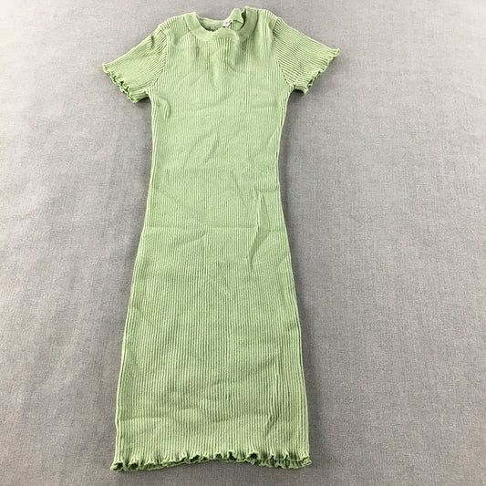 Thanne Womens Bodycon Dress Size S/M Green Short Sleeve Knit Mini