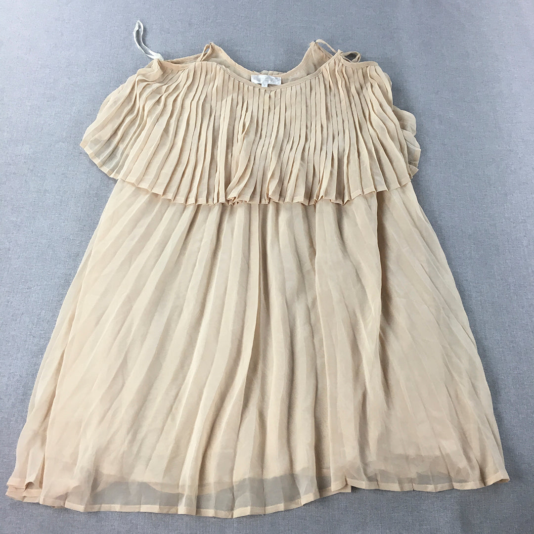 Lily Whyt Womens Mini Dress Size 14 Brown Pleated Sleeveless