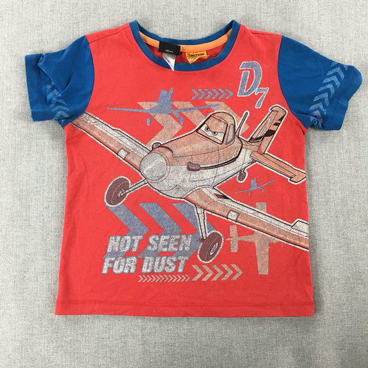 Disney Planes Kids Boys T-Shirt Size 6 Red Short Sleeve Crew Neck Top