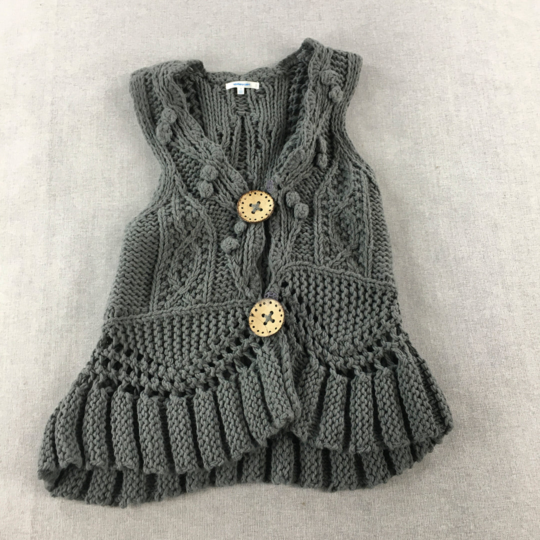 Valleygirl Womens Knit Cardigan Vest Size S Grey Button Sleeveless