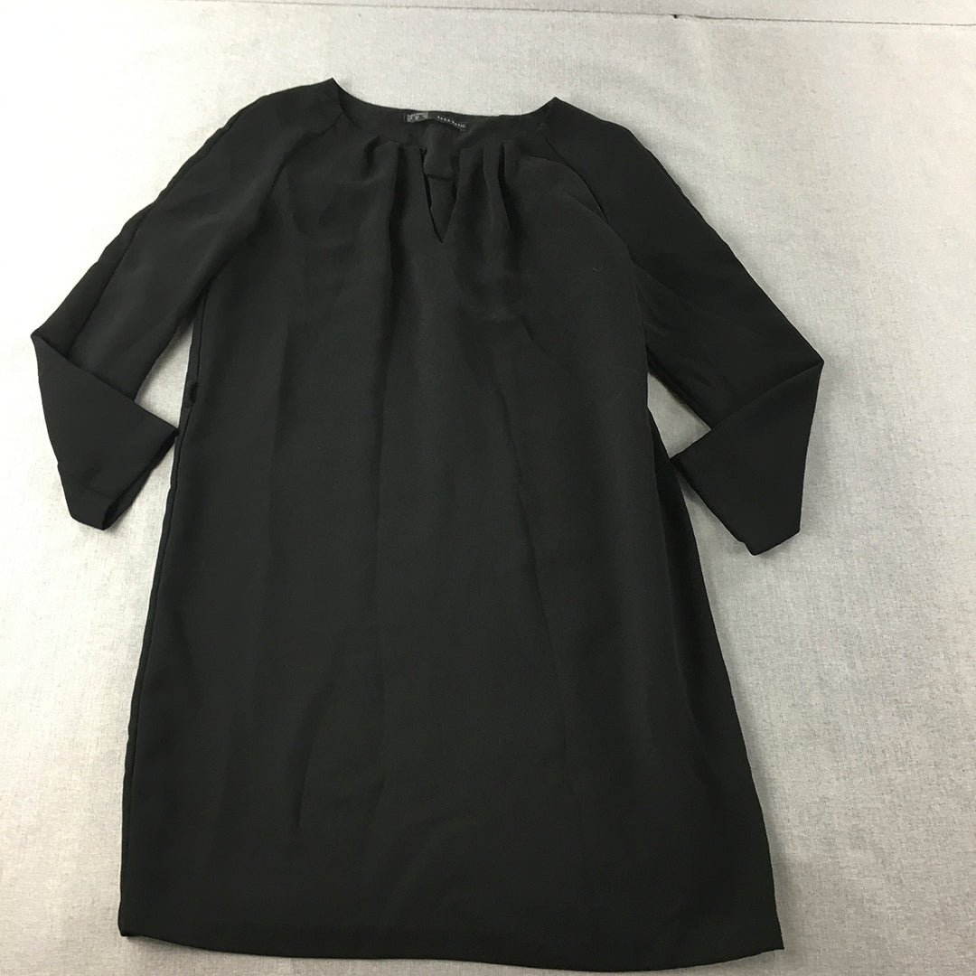 Zara Womens Mini Dress Size XL Black Long Sleeve Shift