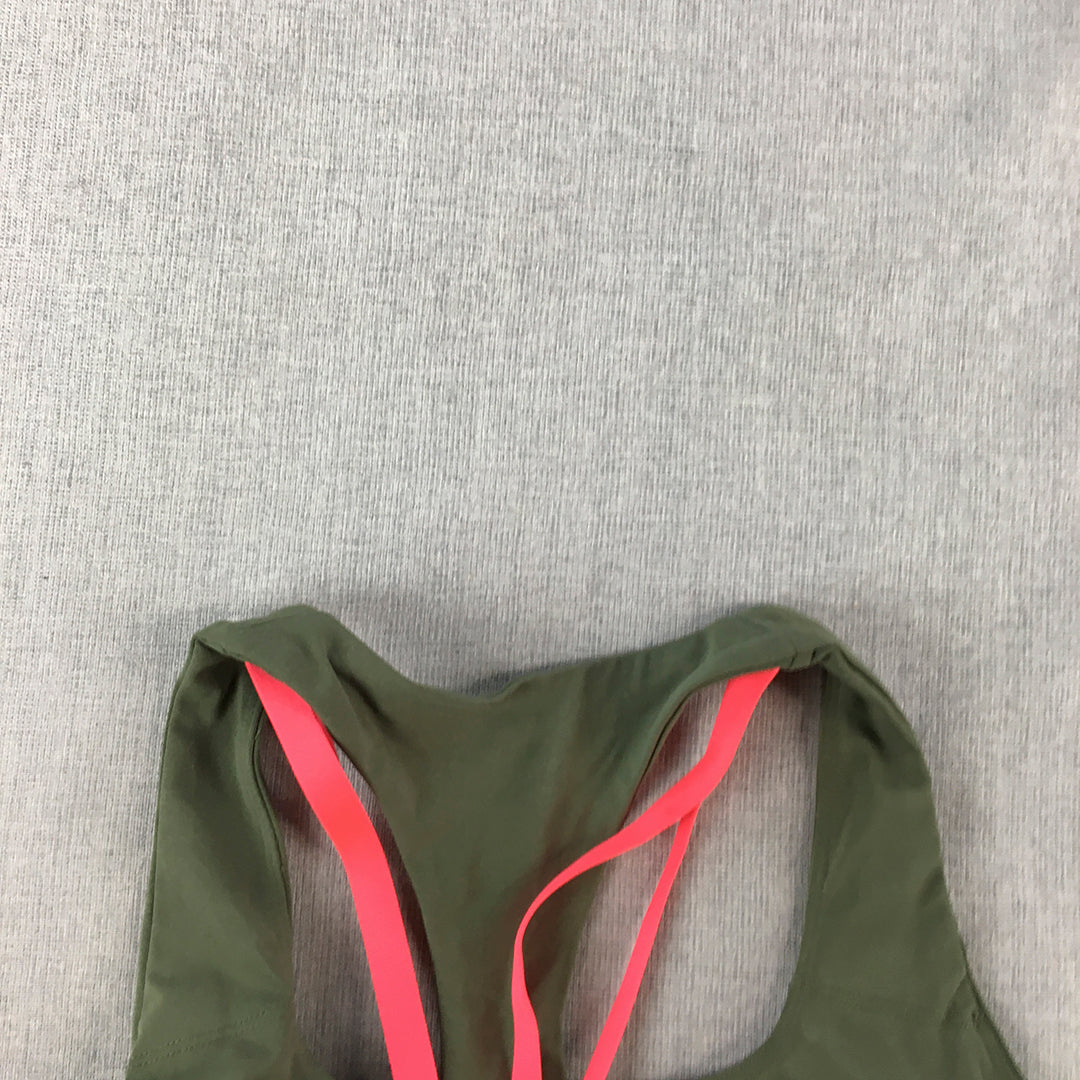 Fabletics Womens Sports Bra Size L Khaki Green Cropped Top