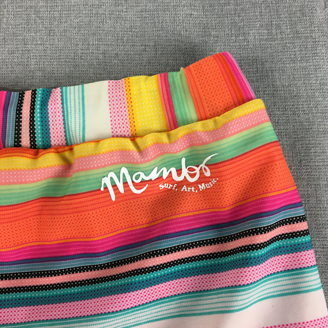 Mambo Kids Girls Beach Shorts Size 16 (Youth XL) Orange Pink Striped Drawstring