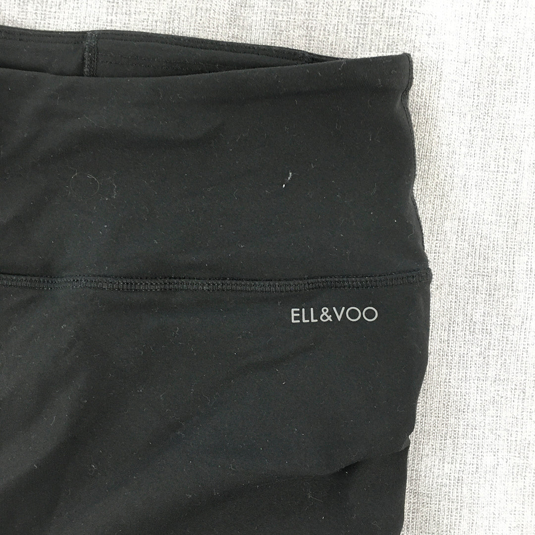 Ell & Voo Womens Shorts Size L Black Stretch Fabric Yoga Gym Legging